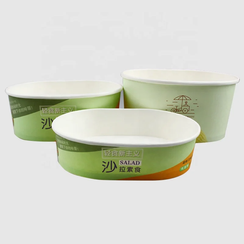 Disposable Paper Bowl Oval Thickened Soup Bowl with Lid Salad Bowl Takeaway  high quality