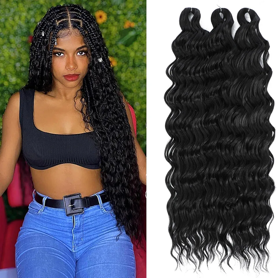 24 Inch Ocean Wave Crochet Hair Wave Deep Twist Braiding Hair Deep Ripple Crochet Synthetic Braids Hair Extension