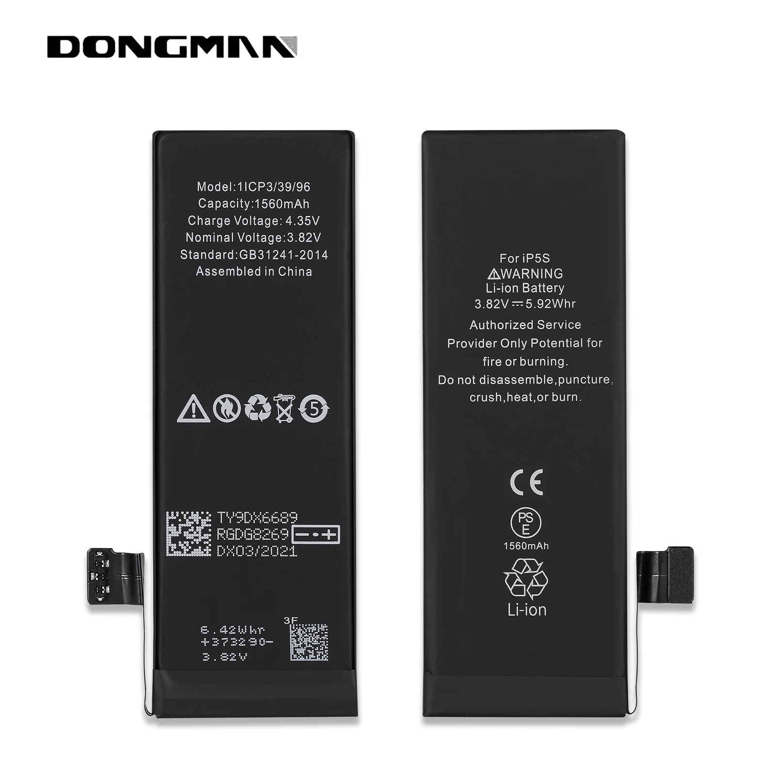 3 .8v Li- Ion polymer replacement Battery with 1680mah bateria for iphone5S 5G 5SE  A+ batteries