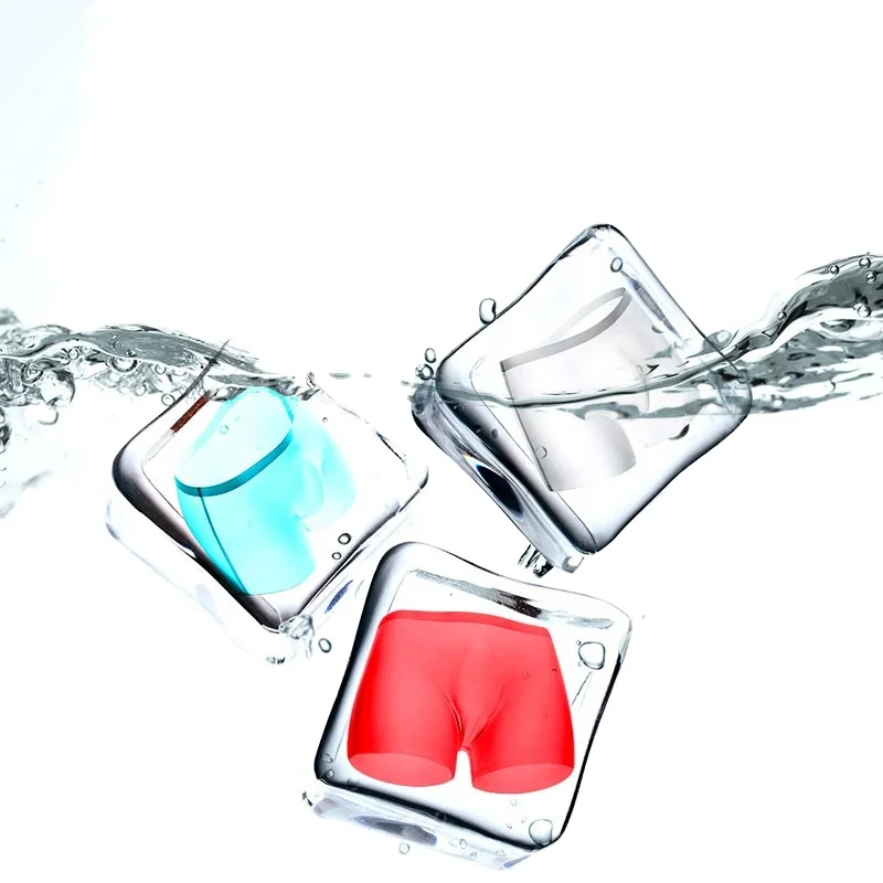 Free Cut Thin Ice Silk Briefs Seamless Shorts Cool Transparent Mens Sexy Underwear Men Tagless Label Mens Underpants Boxers