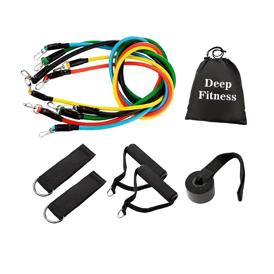 11 Pcs Custom Private Label Tension Rope Resistance Bands Gym Fitness Pull Up Resistance Bands Set with Anchor Handles