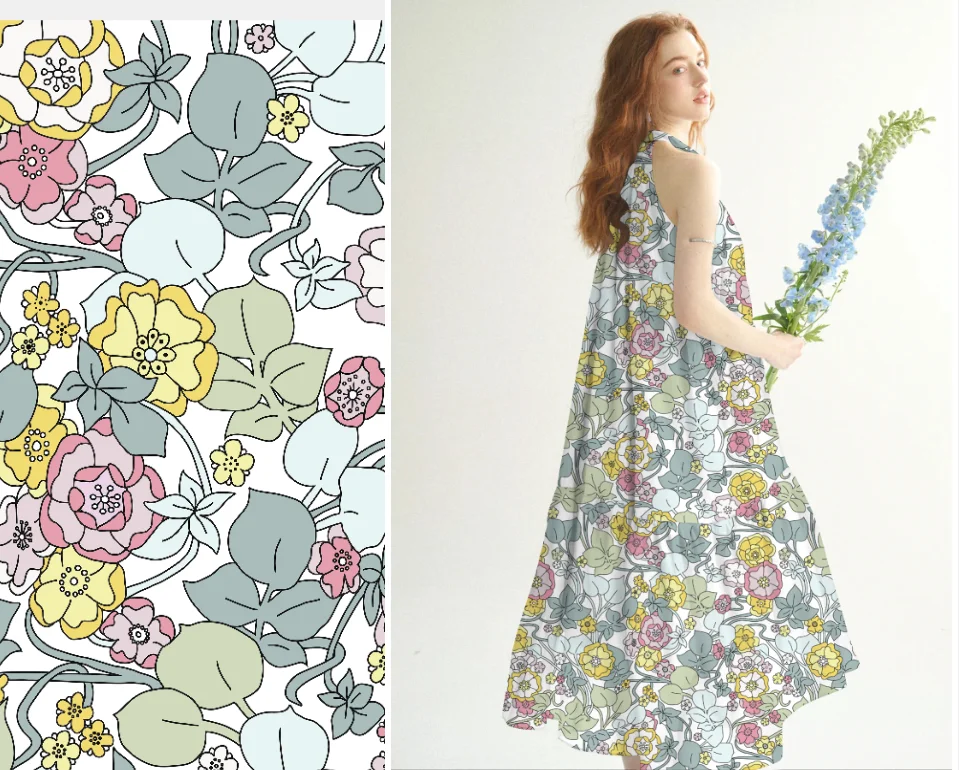 custom digital printed sudanese toub swiss fabric Japanese cotton tana liberty london design cotton voile fabric for dresses