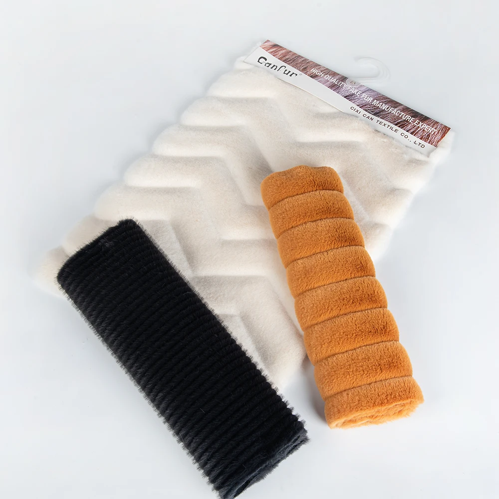 High Quality Stripe Brush Rabbit Faux Fur Fabric for Garment/Hometextile