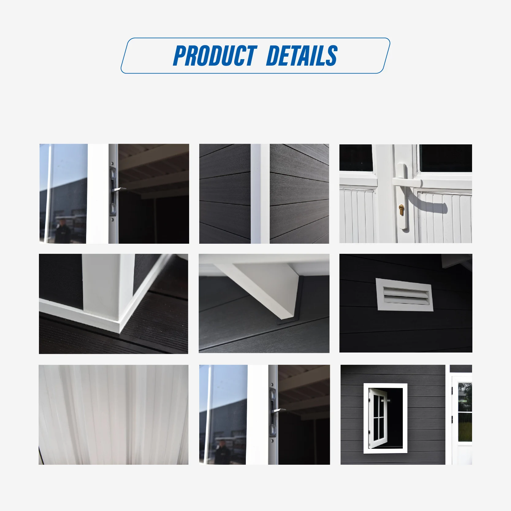 E2854 5m*4m Outdoor Storage Shed Garden Tool House Four Room Big Size HDPE Plastic Waterproof Set Resin Window Frame Layer Parts