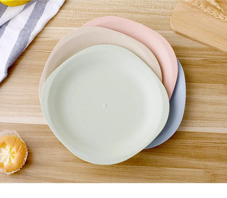Eco-friendly Biodegradable Unbreakable Dinner Plates Wheat Straw Restaurant Plates Plastic For Picnic And Dishes
