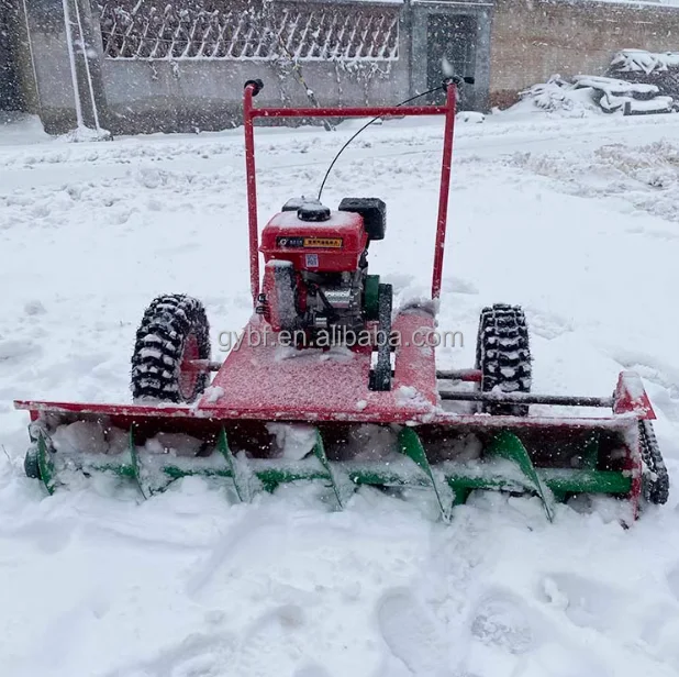 Hand-pushed small snowplow, multi-functional property road snow clearing artifact, ride-on snow removal truck