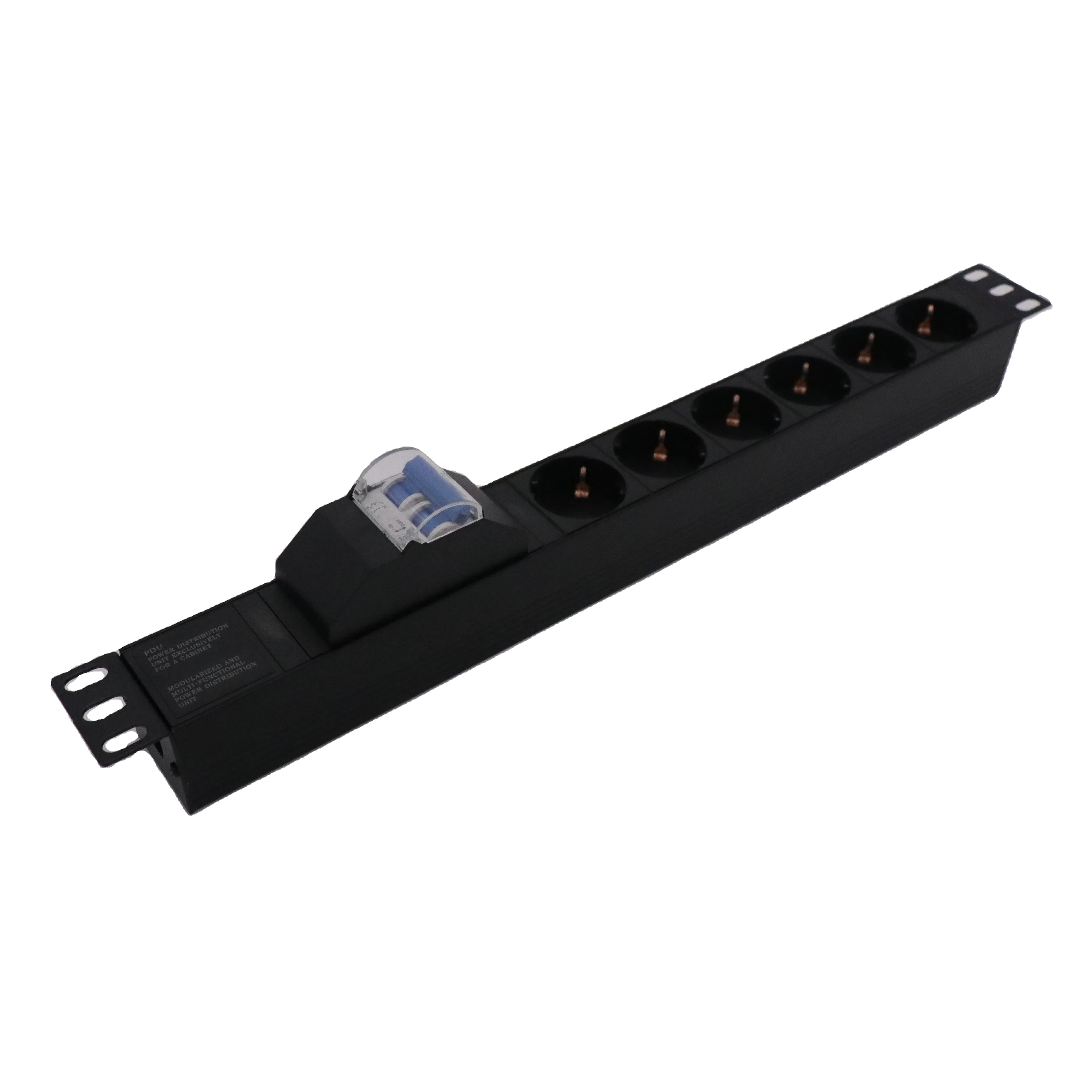 1U 6 ways  Germany type industrial socket with circuit breaker for mining case PDU
