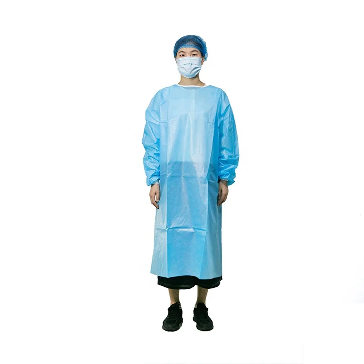 China Manufacturer Suning Ex-stock Yellow L Hot Sale  Disposable  Surgical Gown Isolation Gown