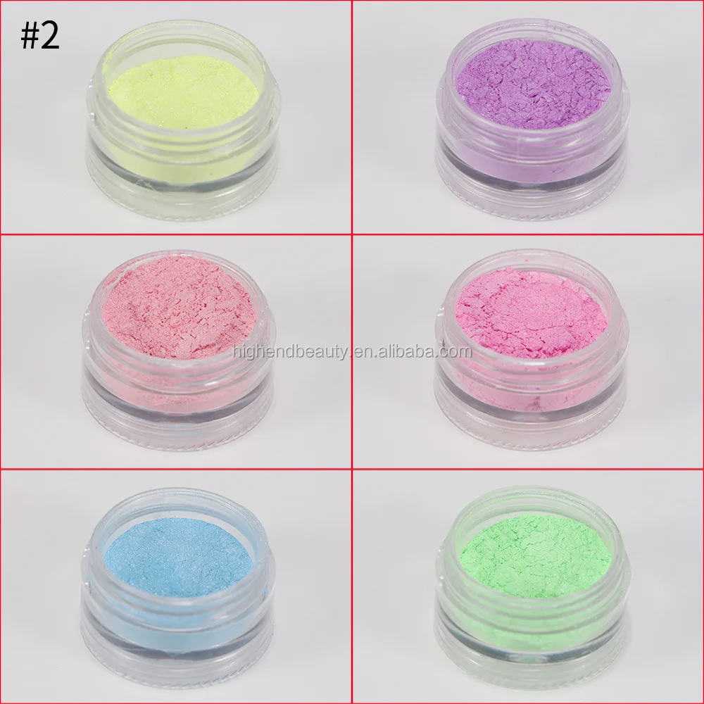New Glow Loose Powder Neon Pigments Powder Stack Colorful 6 in 1 Fluorescence Gel Nail Polish Neon Pigment Powder