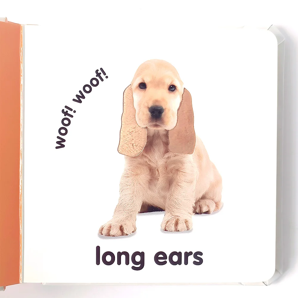 Factory outlet early educational toys baby touch and feel book puppies board book printing kids book