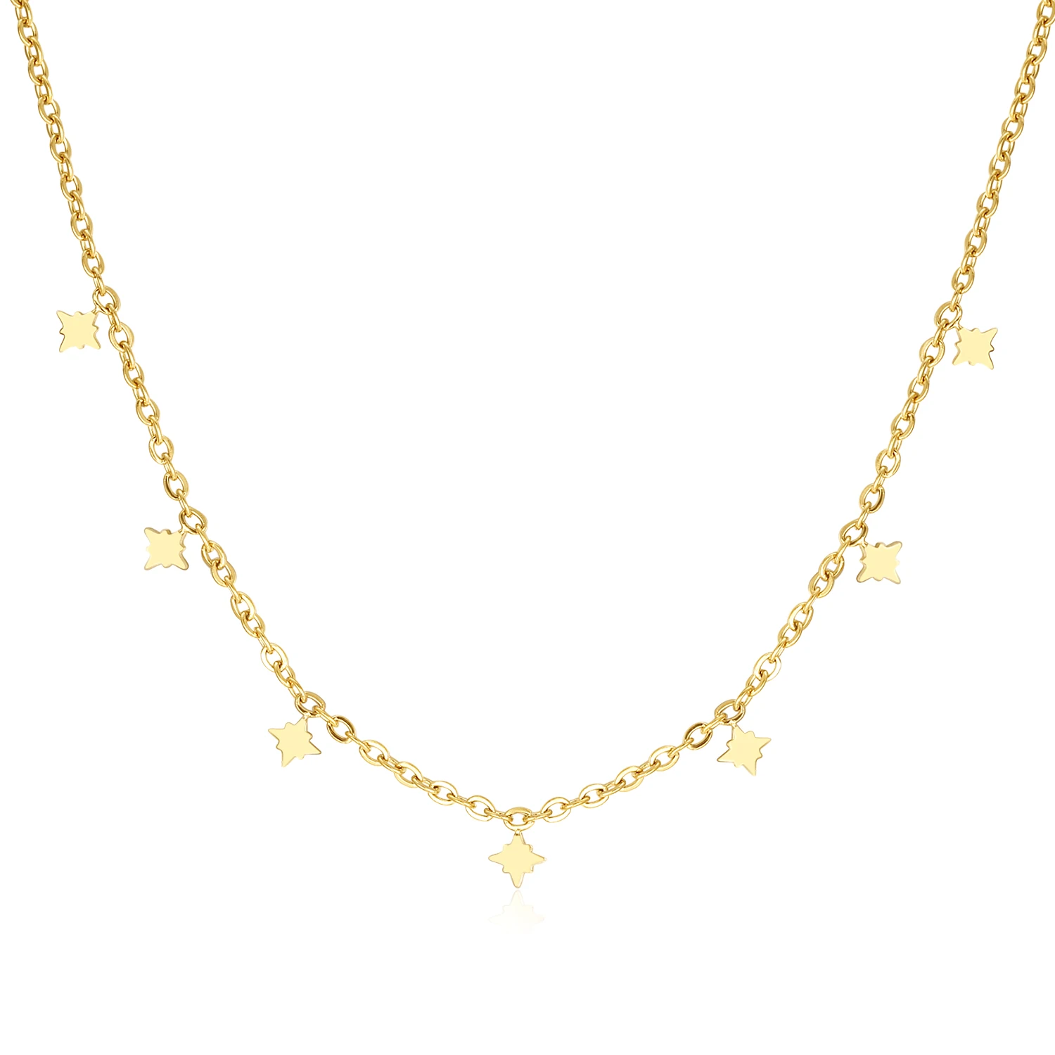 
2021 new collection 18K gold plated stainless steel tiny star layering necklace for women 
