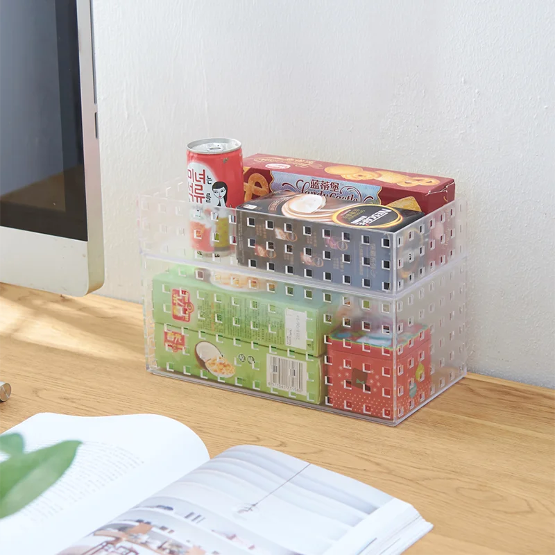 Factory price PS plastic storage organizer transparent tableware storage bin