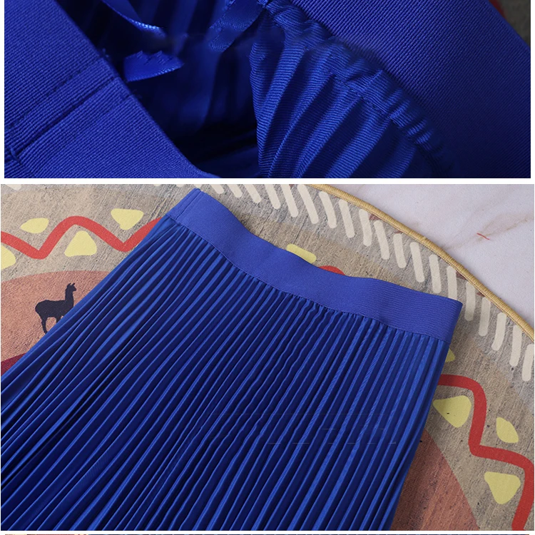 Wholesale Fashion Skirts Women Solid Color Custom Print A-line Full Long Pleated Skirt For Women