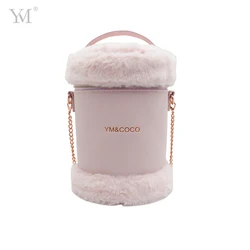 Designer handbag set hot sale custom logo pink bucket one-shoulder portable cosmetic bag