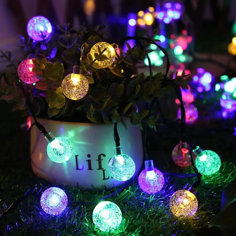 Outdoor Solar power Lights Strings LED IP65 Waterproof Fairy Bubble Crystal Ball Light Decorative Globe string