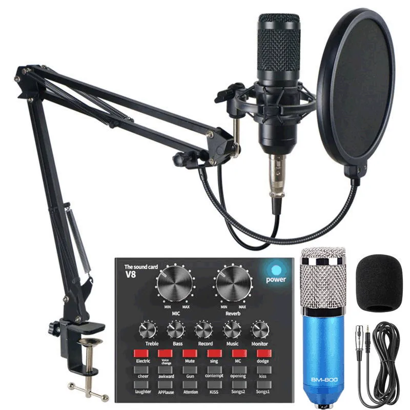 LM800 microphone condenser studio microfonos karaoke bm 800 bm800 usb recording micro phone mikrofon wired set v8 v8s sound card