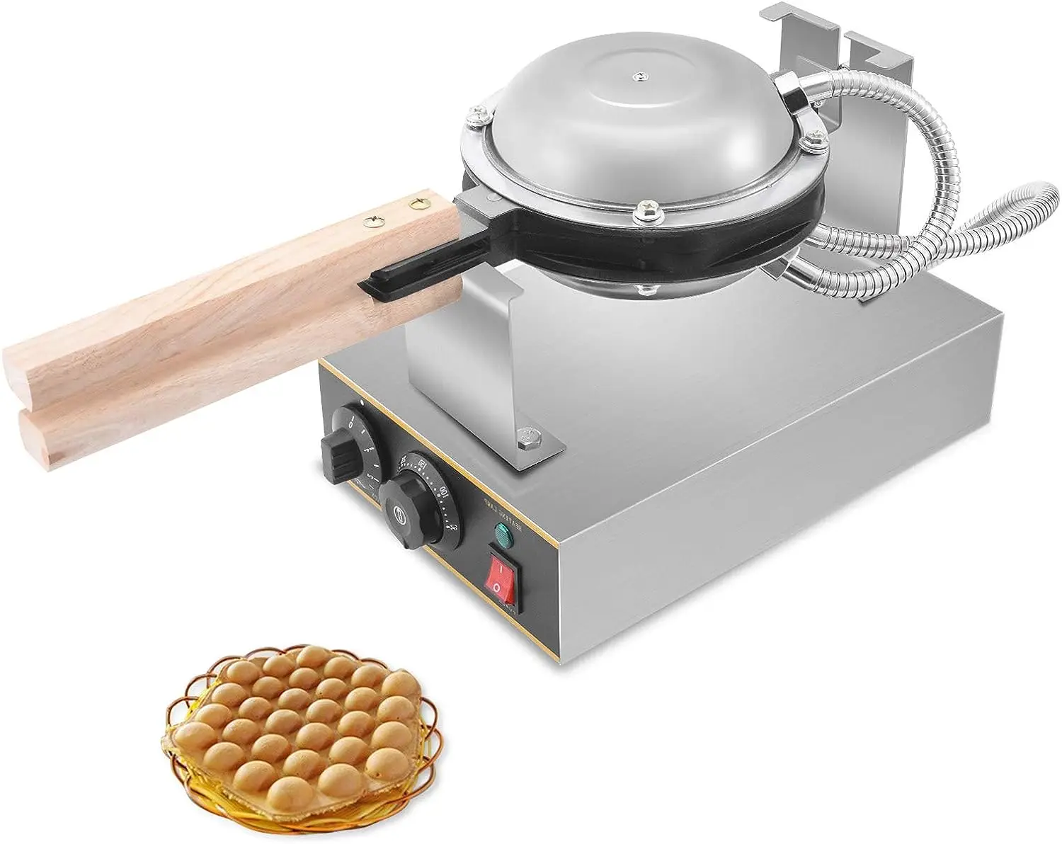 Commercial Use Kitchen Equipment 110V 220V Replaceable Plate Electric Digital Egg Bubble Waffle Maker with  rotatable plate