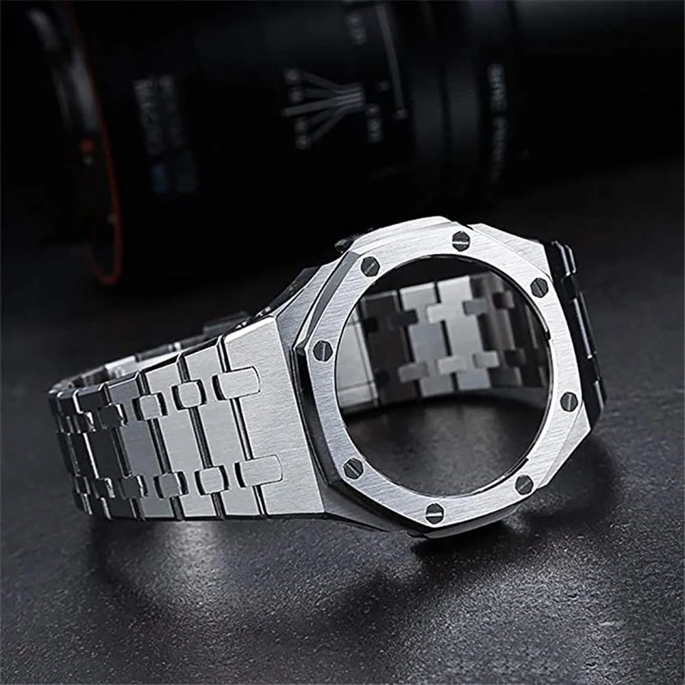 New Arrival 4rd Generation Modified Rubber Bands Stainless Steel Metal Watch Bands for Casio