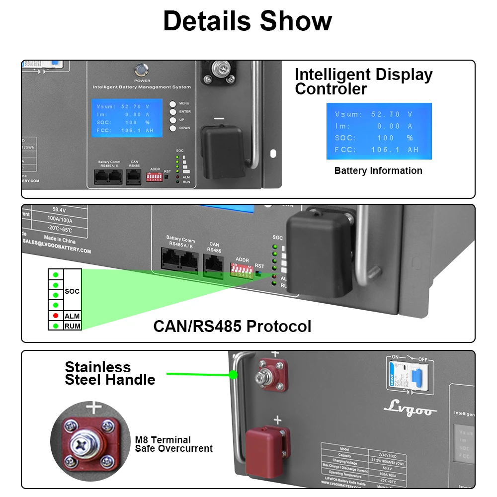 lifepo4 48v batterie long life solar battery lithium iron phosphate 110v li-ion 5.12kwh lifepo4 rack 48v 100ah battery