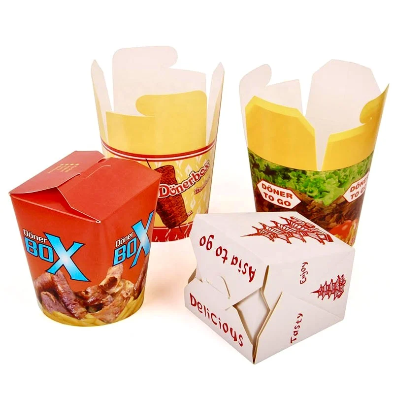 Custom Hot Sale Paper Noodle Takeaway Boxes Pasta Packaging for Noodle Instant Food Box Biodegradable Disposable Paper Lunch Box