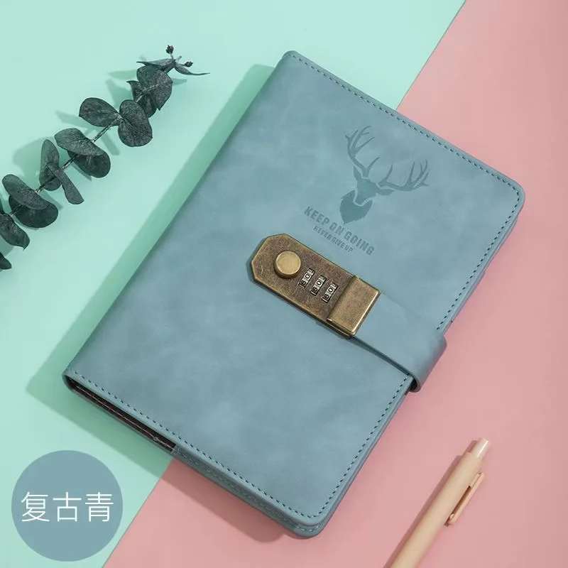 Custom New Year PU Leather Hardcover Smart notebook 2022 pink diary with code lock for girl