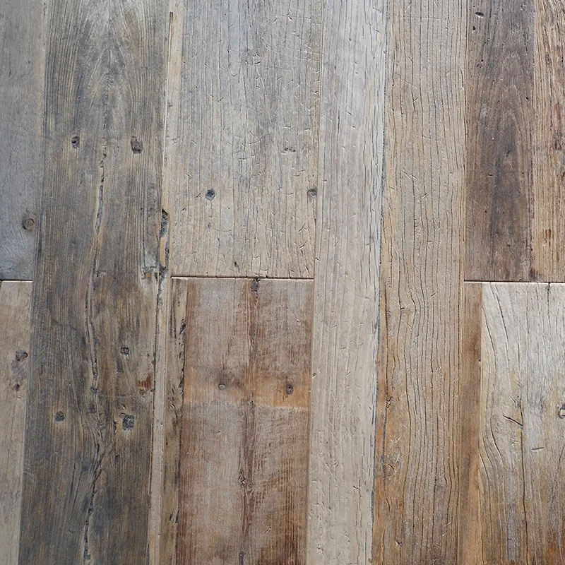 Reclaimed herringbone hardwood parquet flooring