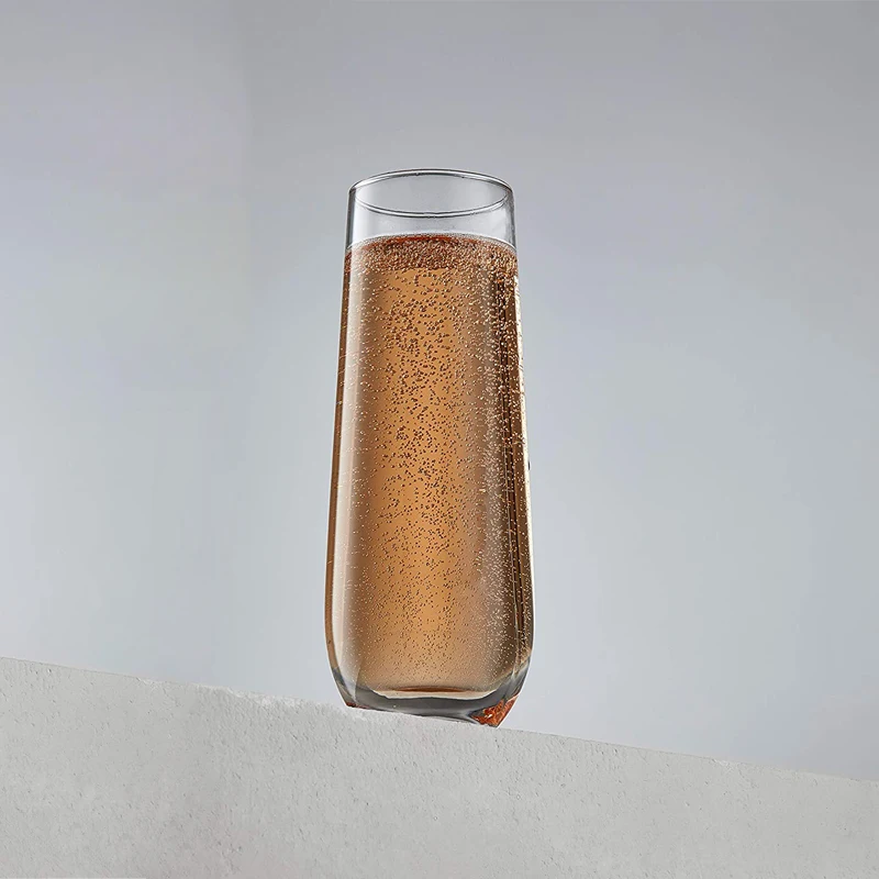 9OZ Stemless Champagne Flutes Logo Custom Drinkware Crystal Wine Glasses Stemless Champagne Flutes Glass
