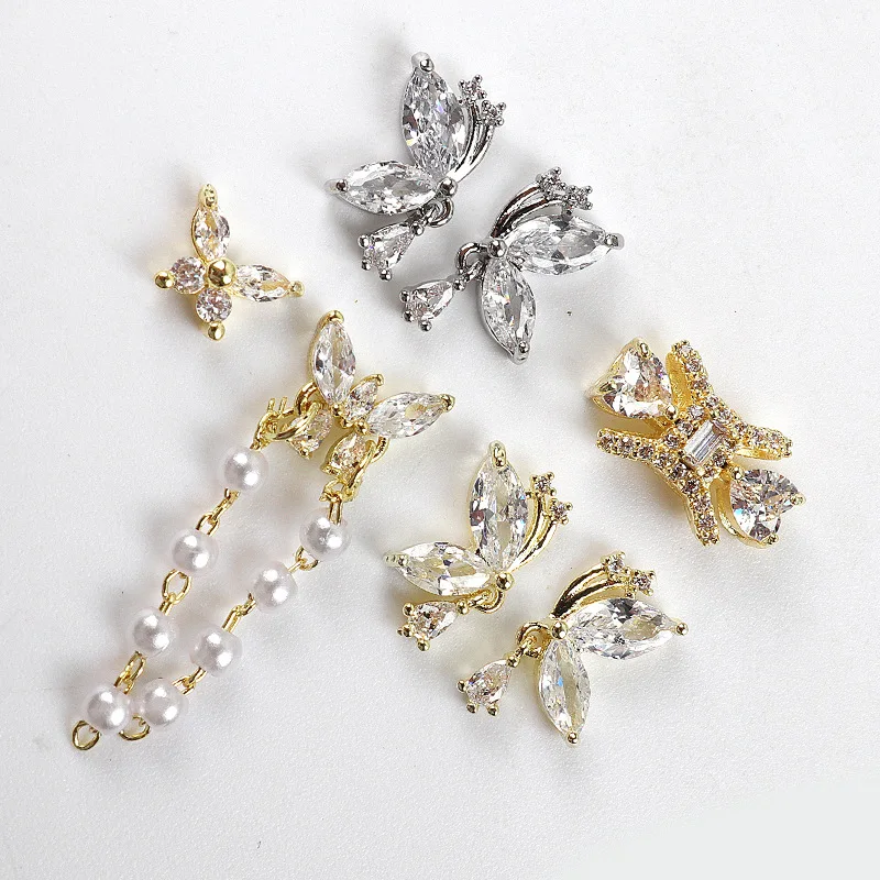 New LZ Nail Con Pendant Moon Star Pearl Lollipop Rabbit Gold Jewelry Nail art zircon G-3137