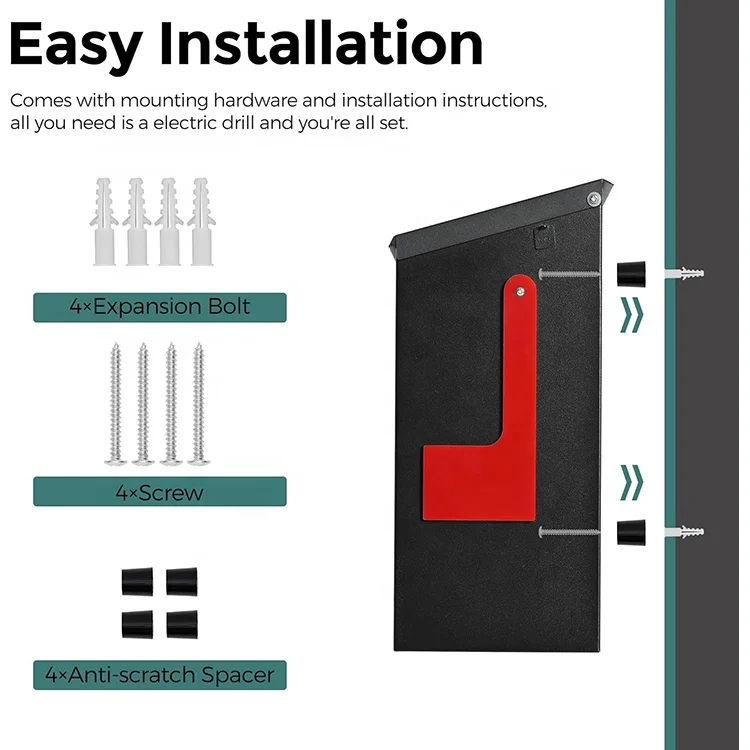 Wall Mount Mailbox with One Flag Kit and Three Sets of 0 9 Mailbox Number Stickers Galvanized Steel Rust Proof Metal Post Box
