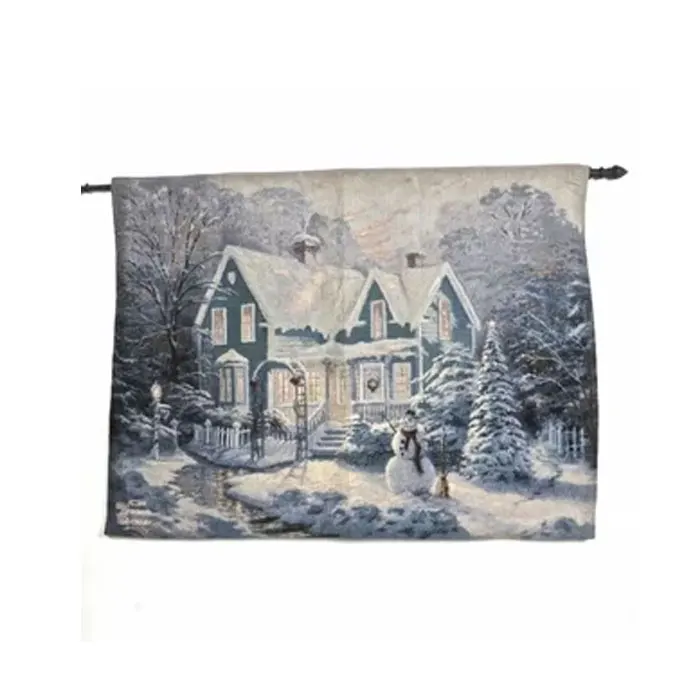 Best Price Low MOQ Home Room Decorative Wall Hang Logo Printing Cotton Polyester Fabric Custom Christmas Tapestry