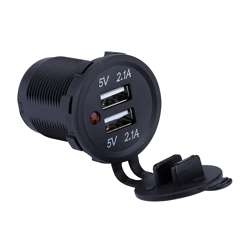 Industrial Marine USB Socket 2 Port Dual 2.1A 5V Dot LED Micro Charging for USB Car Charger