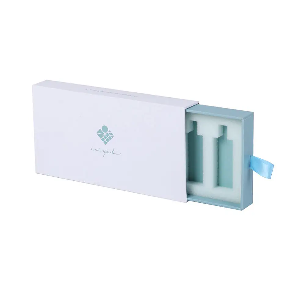 Customized Paper Cardboard Cosmetic Skincare Packaging Perfume Essential Oil Bottle Packaging  Drawer Box With Eva Foam Insert