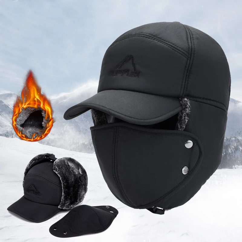 Waterproof Cycling Ear Protection Earflap Soft Thicken Ski Mask Cashmere Wool Winter Cap for Men Hats Warm Balaclava Beanie Hat