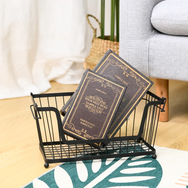 Fashion black metal storage basket use for living room
