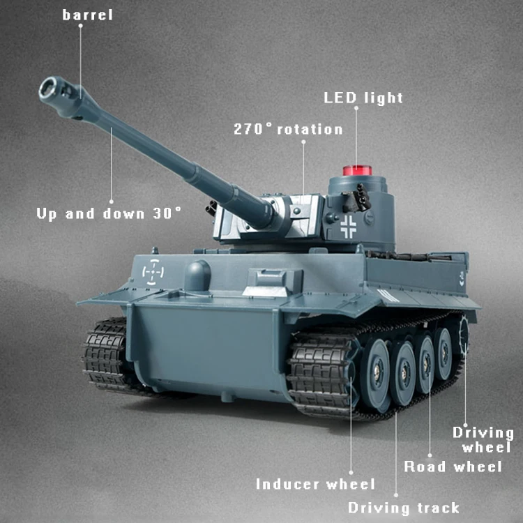 2.4Ghz Radio Controlled Military Battle Tank Toy Rotational Realistic Sounds RC Tank Vehicle for Kids