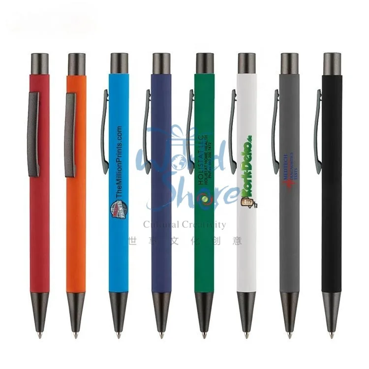 New Pen logo Custom Advertising Gift Ball Point Matte Metal Office Ballpoint