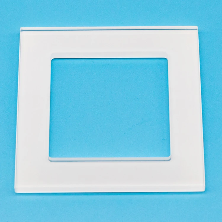 Factory custom high quality tempered glass panel glass switch panel square hole glass frame for socket