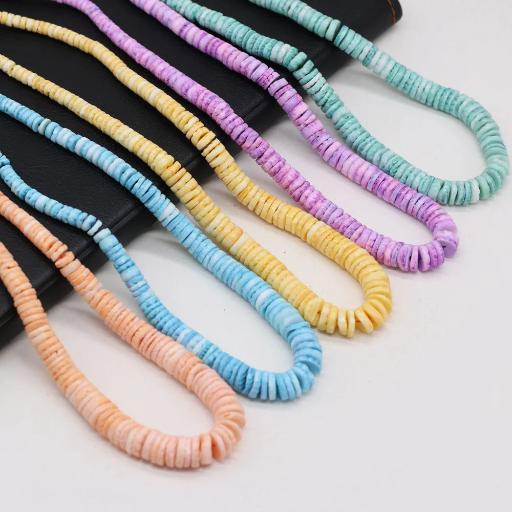 38CM Spacer Beads Pink Purple Blue Colors Dyed Shell Beads Mother of Pearl Disc Beads For DIY Jewelry Making 6mm 8mm 10mm