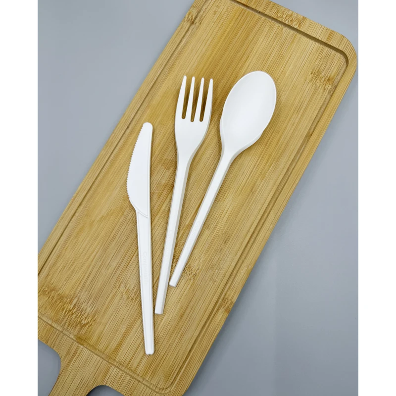 Compostable disposable pla/cpla biodegradable cutlery with napkin plastic cutlery set disposable pla spoon bio