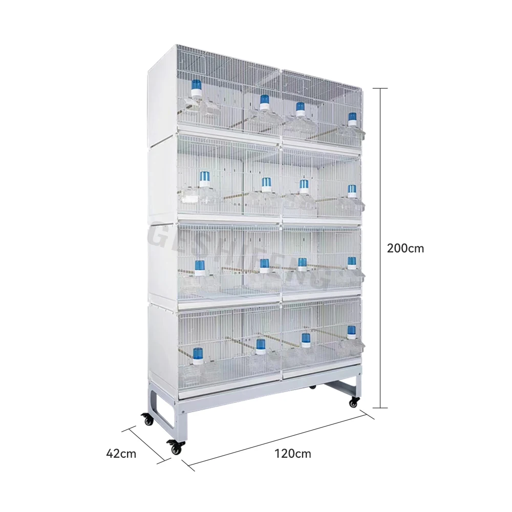 Carton Package 4 Layer Stackable Collapsible White Wire Canary Breeding Cages Handmade Bird Cage With Drinker Box