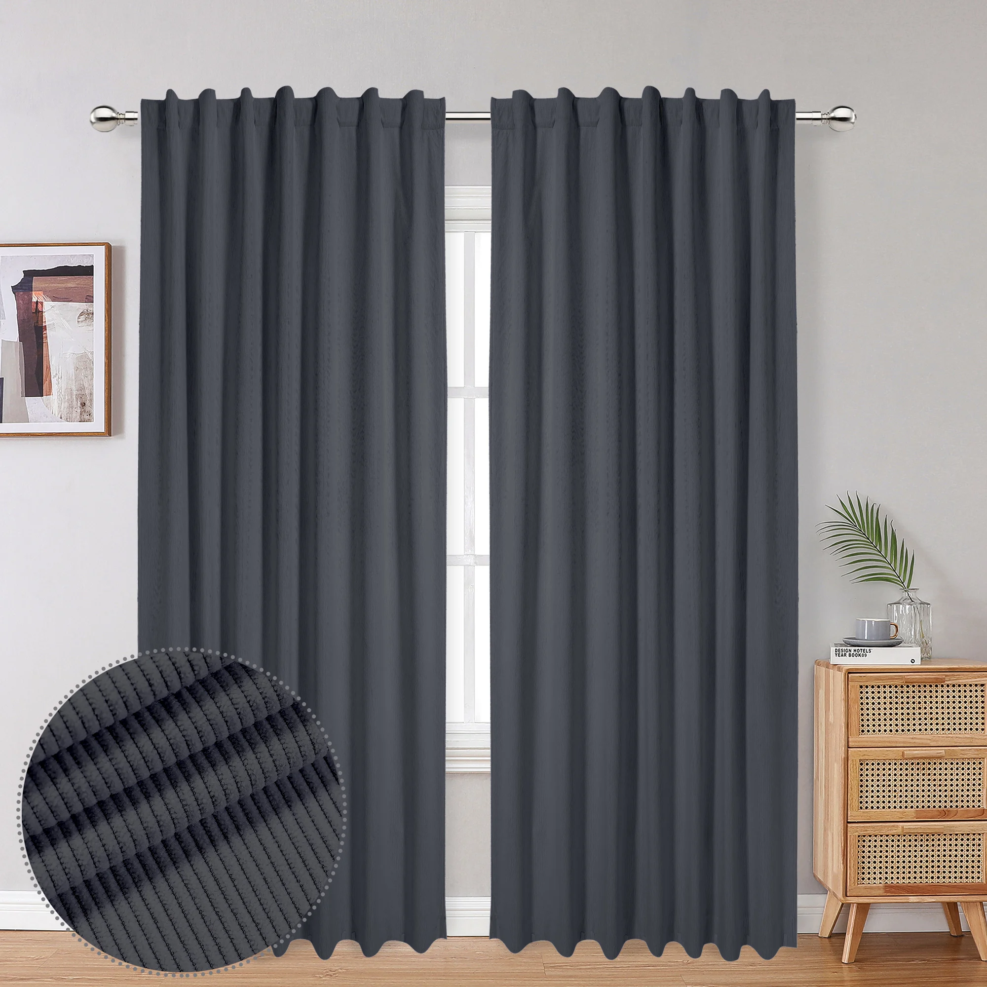 OWENIE  Total  Window Curtain Hot Selling New High Quality Window Panel Polyester Fabric Room Darkening Curtain