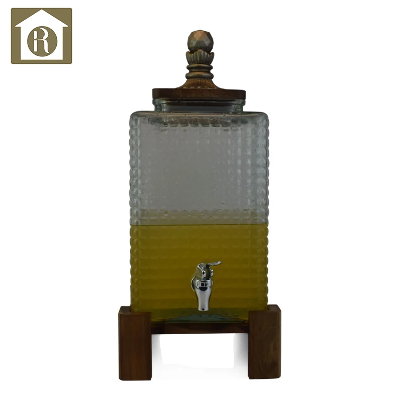  China Wholesale Custom Acacia Wood Base And Lid Fruit Juice Dispenser For