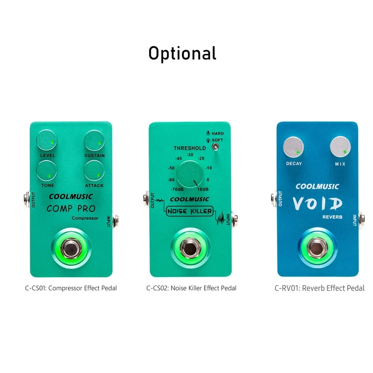 COOLMUSIC Compressor Effect Pedal True Bypass Guitar Effect Pedal with 4 Rotating Knobs and Foot Switch for Electric Guitar Bass