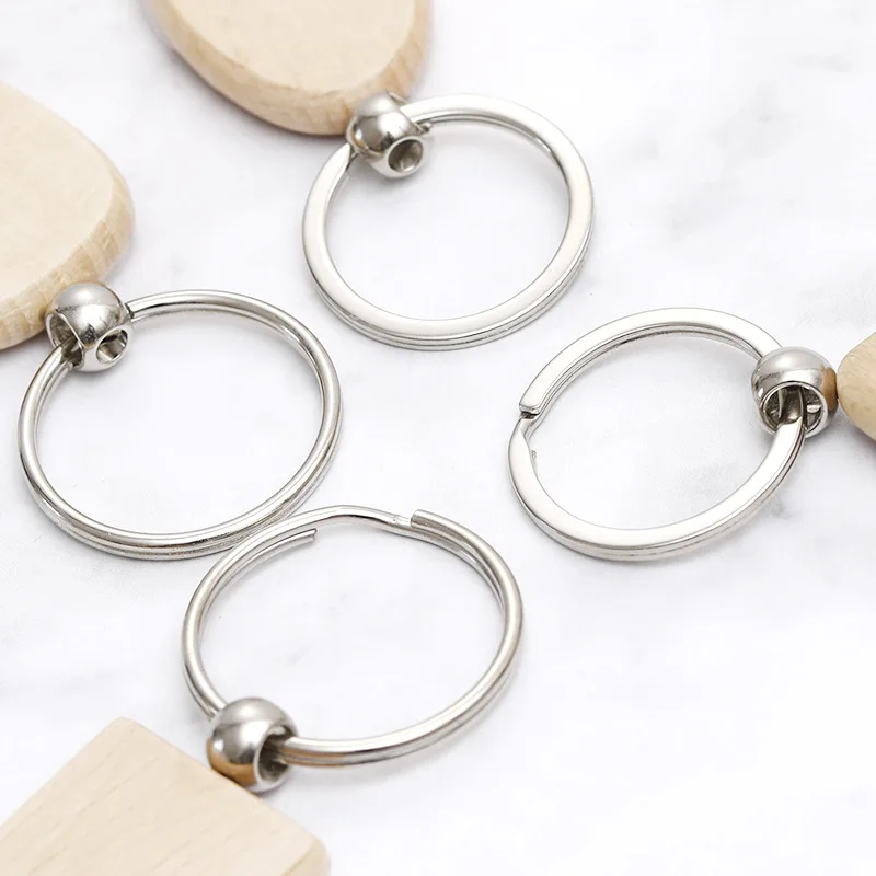 Personalized Customized Printing Carving DIY logo Rectangle Square Round Heart Shape Blank Wooden Keychain keyring