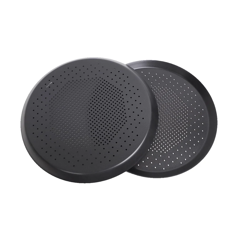 Перфорированный противень для пиццы из алюминиевого сплава круглый черный выпечки духовки с отверстиями