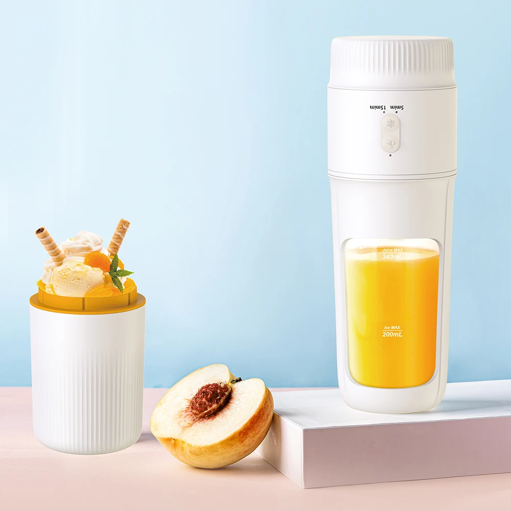 Double Head Design for Exquisite Juicing & Slow Stirring Blender for Shakes and Smoothies with Ice-Cream Machine Function