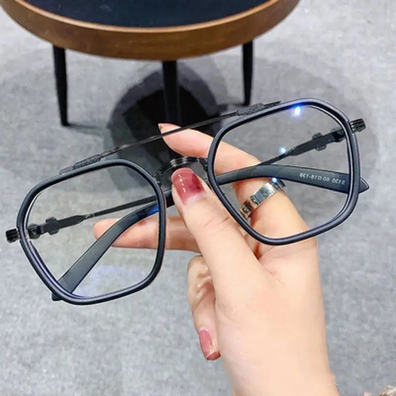 Blue Light Blocking Fashion High-end Glasses Men Optical Clear Glasses Black Square Frame Eyeglasses Anti-radiation