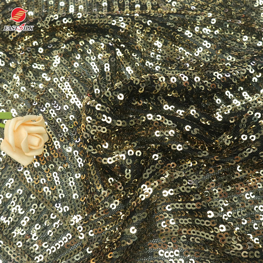 Manufacturer Wholesale cloth material polyester spandex luxury shiny stretch embroidered sequin fabric for dresses