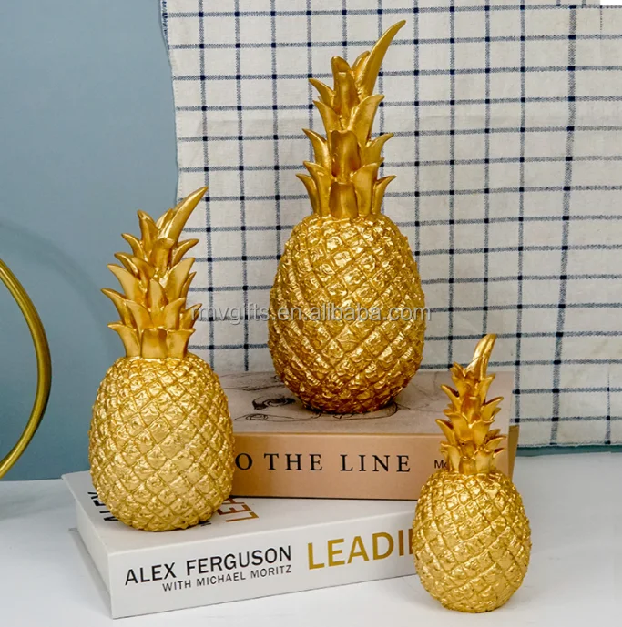 Home Desktop Decorations Resin Golden Pineapple Figurine Statue Artificial Fruits Studio Photo Prop DIY Decoration