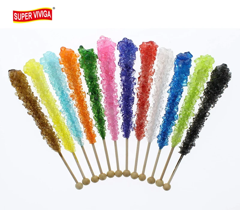Assorted Rock Candy Rainbow Crystal Sticks Lollipop